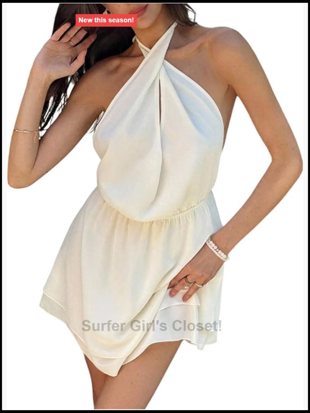 Crisscross Halter Tie Back Ruffle Cocktail Dress Sleeveless A-Line Mini